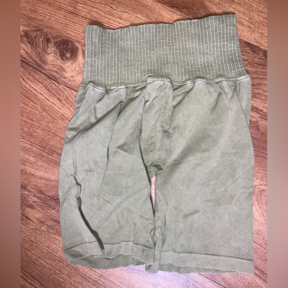 Free people good karma ruched bike shorts green